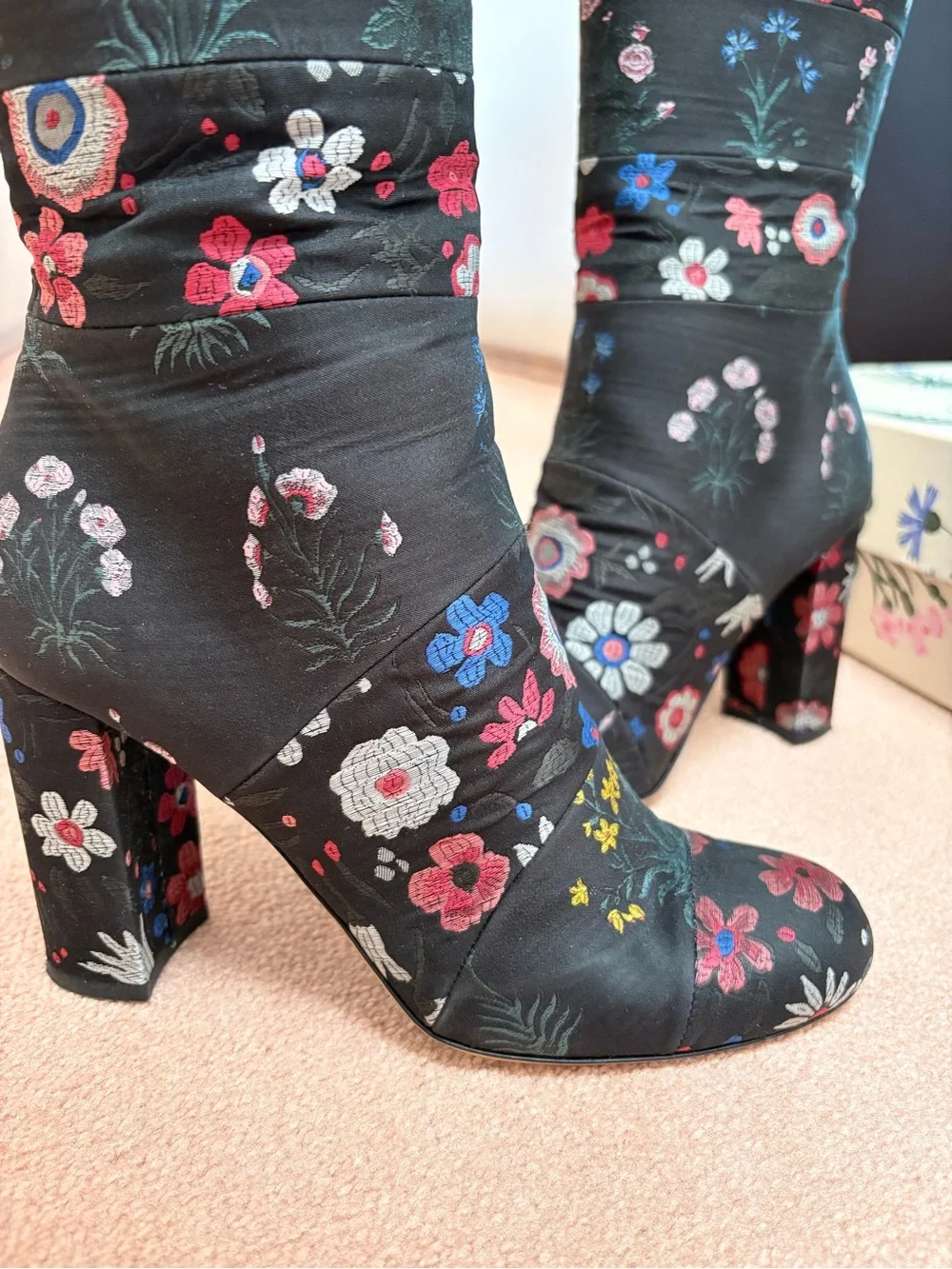 Valentino Garavani Black Floral Below-The-Knee Boots